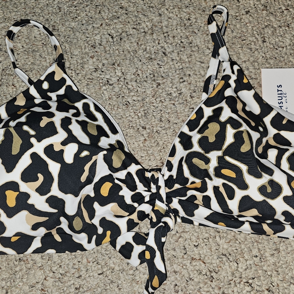 Swimsuits For All Black and Gold Bikini Top